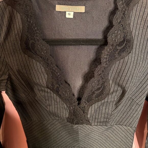 Louis Verdad Pinstripe And Lace Dress Size Small - Picture 4 of 4